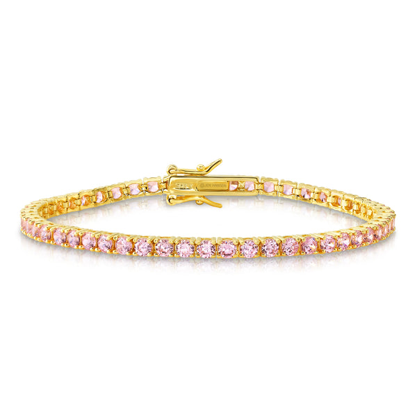 TENNIS BRACELET PINK, GOLD BR JEN HANSEN