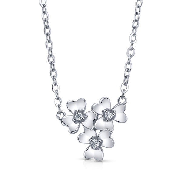 CLOVER CLUSTER NECKLACE, SILVER