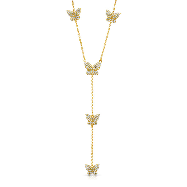 NEW BEGINNINGS BUTTERFLY LARIAT NECKLACE, GOLD