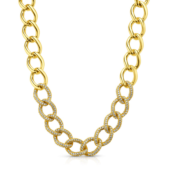 BOLD LINK CZ CHAIN NECKLACE, GOLD