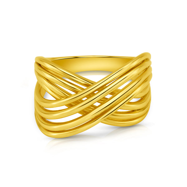 SOLID CROSS RING, GOLD