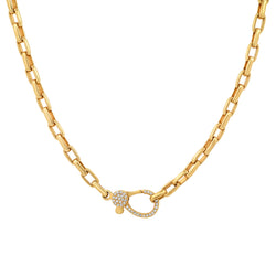THICK OVAL TIGHT LINK CHAIN W/ DIAMOND LOBSTER CLASP, 14kt Gold