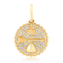 Arrow Star & Pyramid Diamond Charm, 14kt Gold