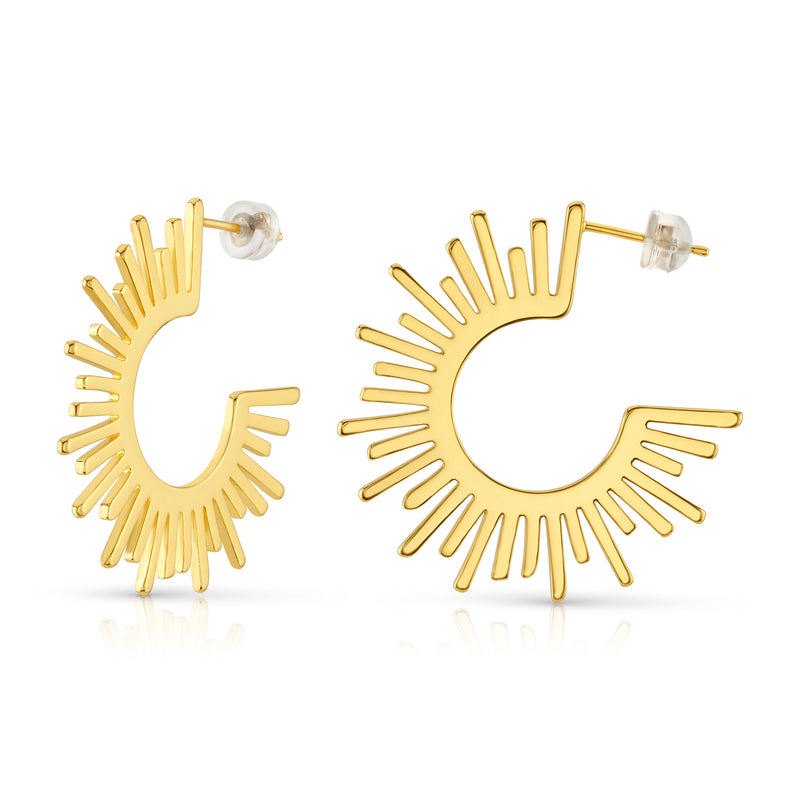 RAY OF SUNSHINE LARGE HOOPS, GOLD