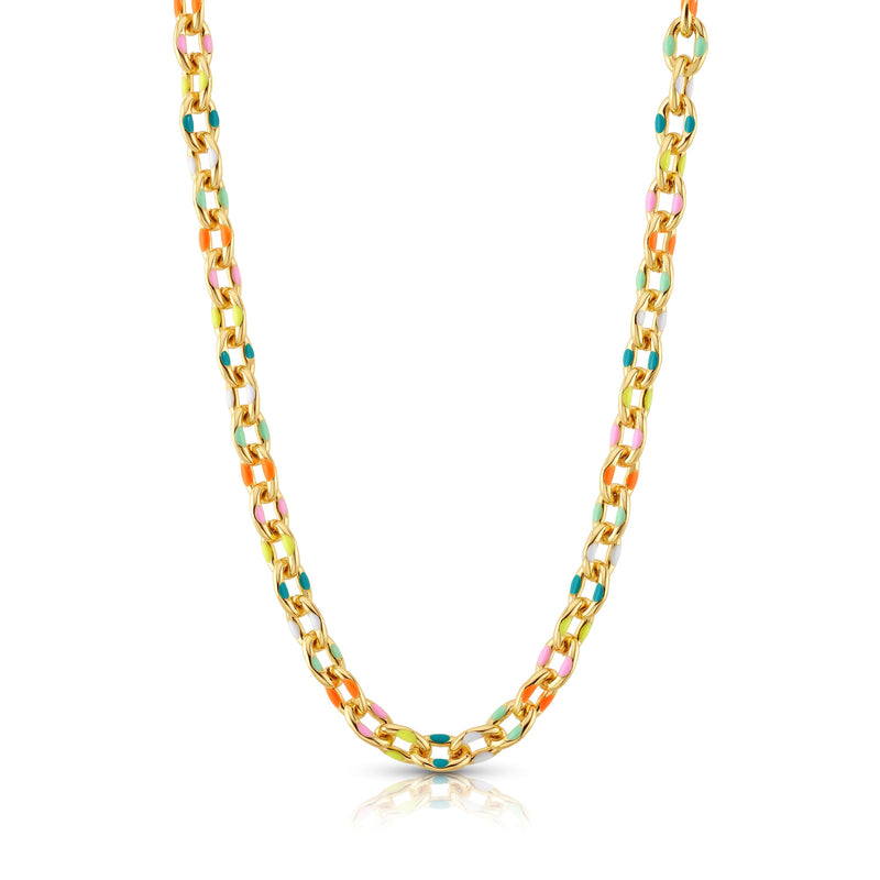 NEON FUN PAPERCLIP CHAIN, GOLD BRSS