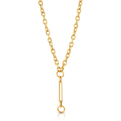 OVAL CHAIN w/ PAPERCLIP EXTENDER w/ 2 ROUND CONNECTORS, 14kt Gold