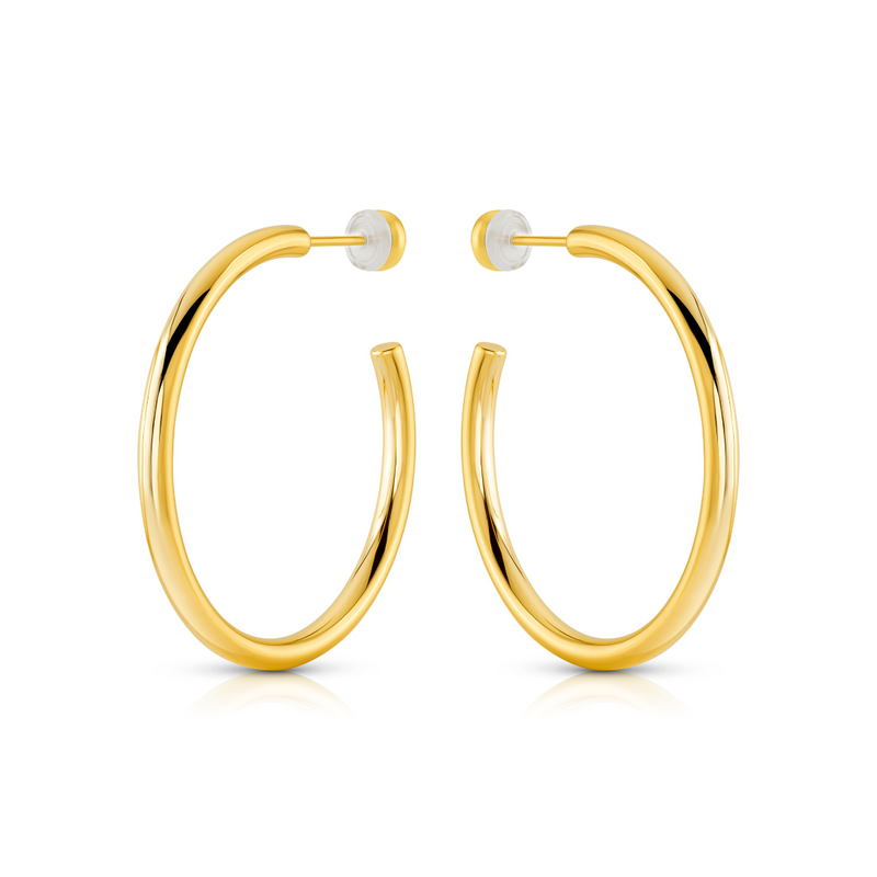 40MM HOLLOW HOOP EARRINGS, GOLD