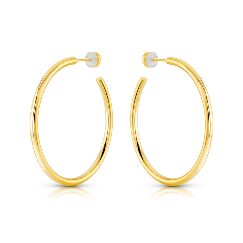 50MM HOLLOW HOOP EARRINGS, GOLD