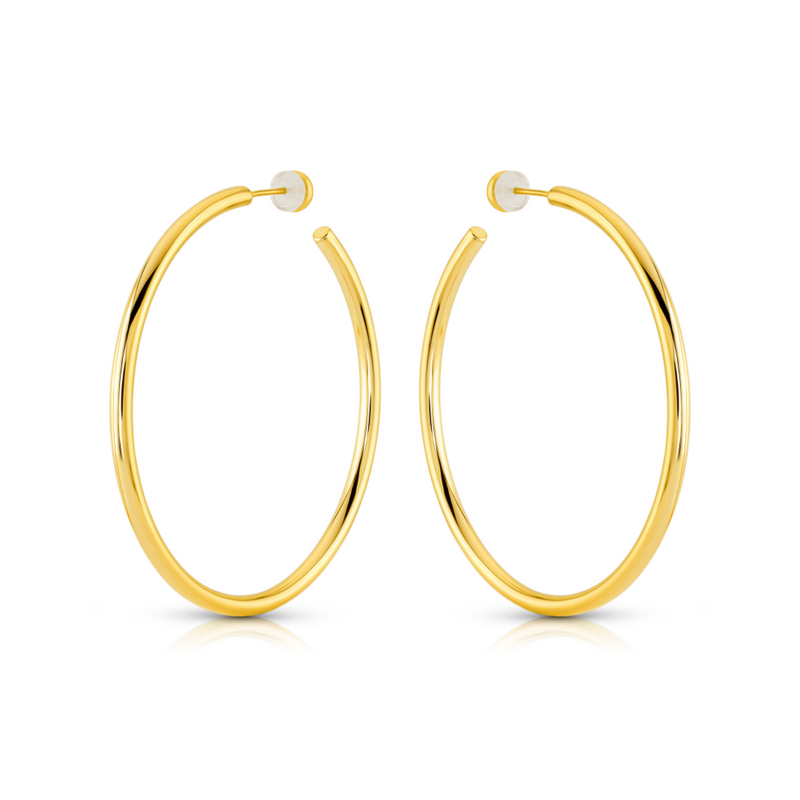 60MM HOLLOW HOOP EARRINGS, GOLD