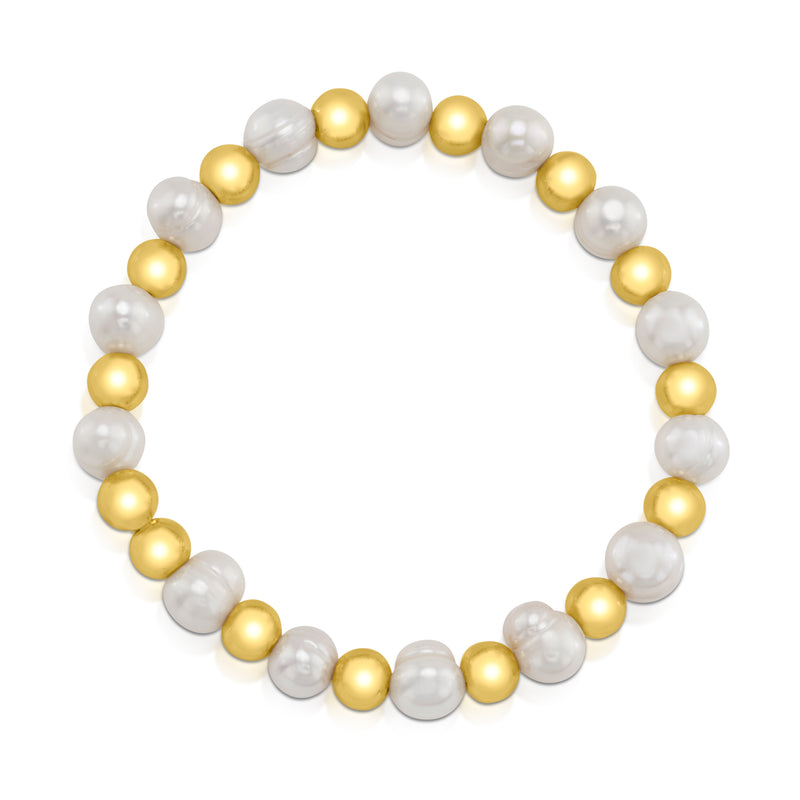 PEARL AND GOLD BEADED BRACELET, GOLD