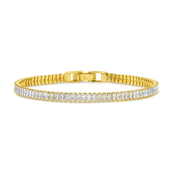 DAINTY BAGUETTE TENNIS BRACELET, GOLD BR