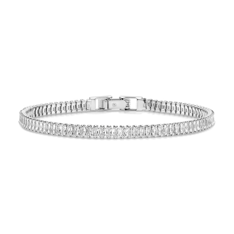 DAINTY BAGUETTE TENNIS BRACELET, SILVER BR