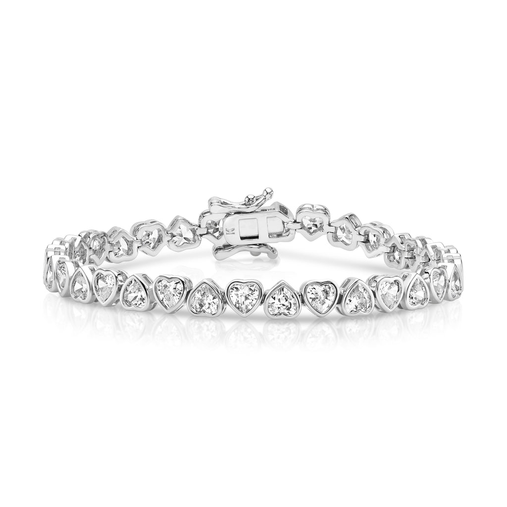 CZ HEART TENNIS BRACELET, SILVER BR – JEN HANSEN