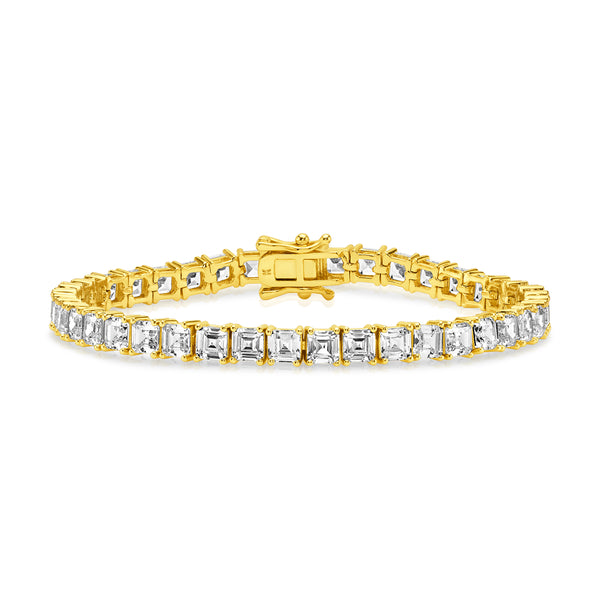ASSCHER CUT TENNIS BRACELET, GOLD BR