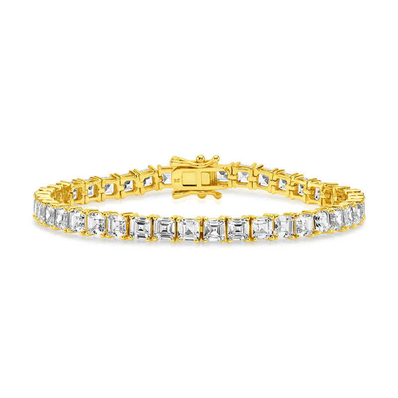 ASSCHER CUT TENNIS BRACELET, GOLD BR