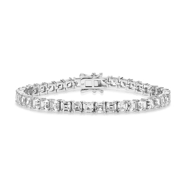 ASSCHER CUT TENNIS BRACELET, SILVER BR