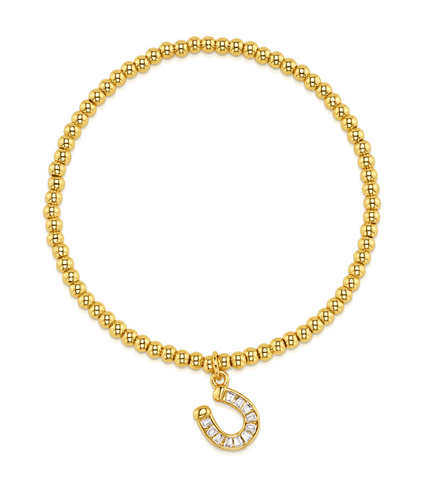 BAGUETTE HORSESHOE STRETCH BRACELET, GOLD