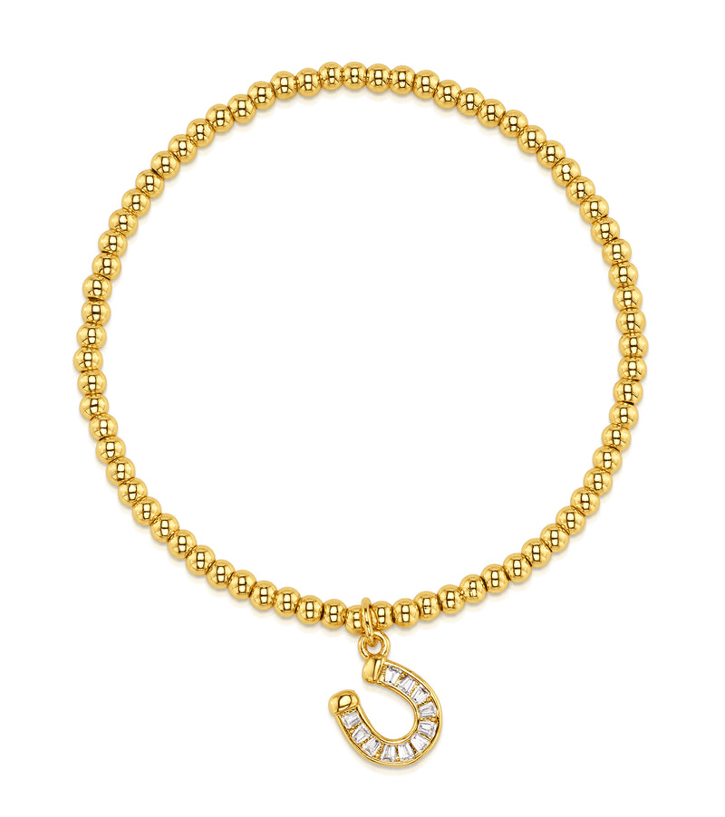 BAGUETTE HORSESHOE STRETCH BRACELET, GOLD