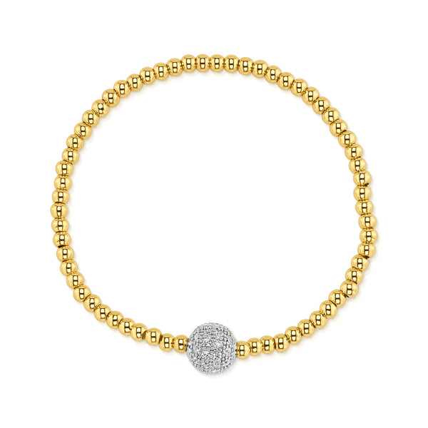 SINGLE CZ BALL STRETCH BRACELET, GOLD