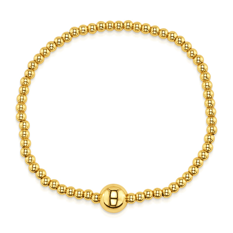 SINGLE SOLID BALL STRETCH BRACELET, GOLD