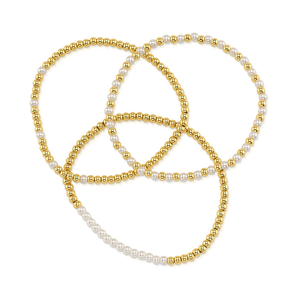 PEARL STRETCH BRACELET, GOLD