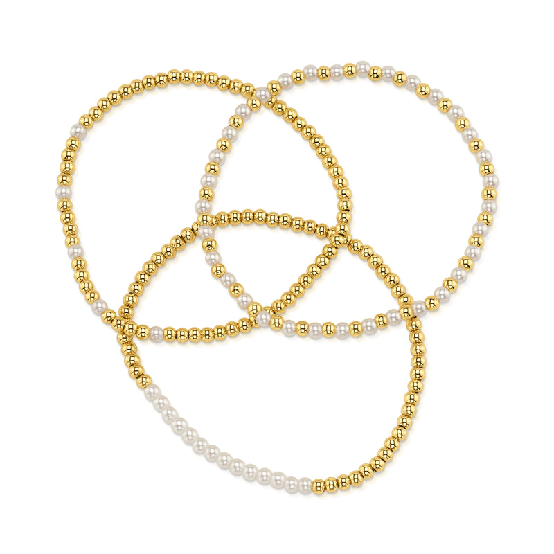 PEARL STRETCH BRACELET, GOLD