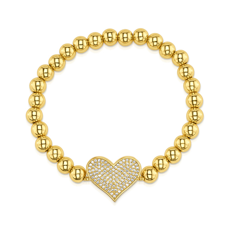 CZ HEART STRETCH BRACELET, GOLD