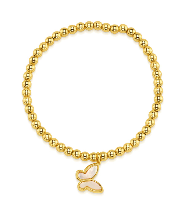 PEARL BUTTERFLY STRETCH BRACELET, GOLD