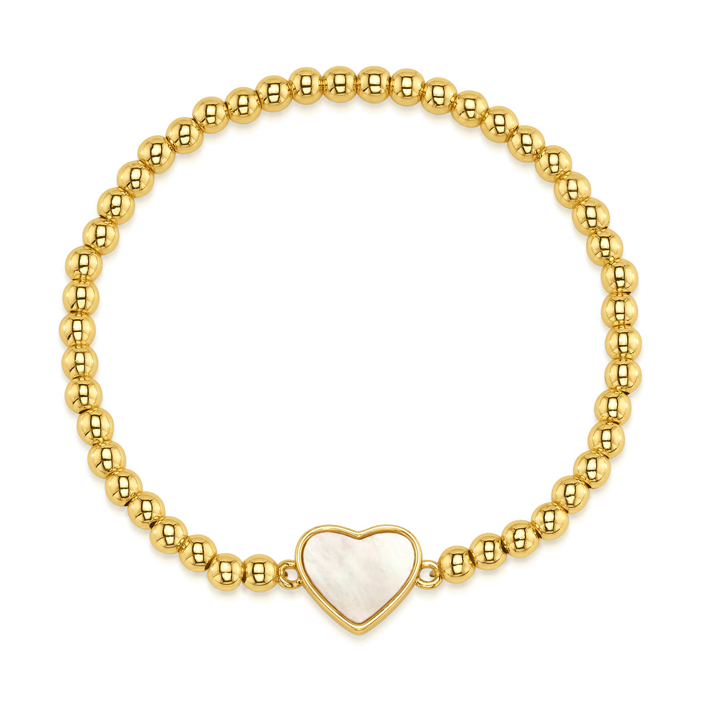 PEARL HEART STRETCH BRACELET, GOLD – JEN HANSEN