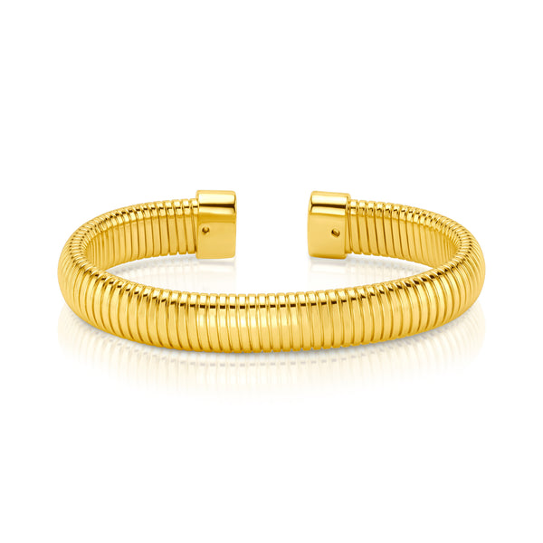 RIBBED CUFF BRACELET, GOLD BR