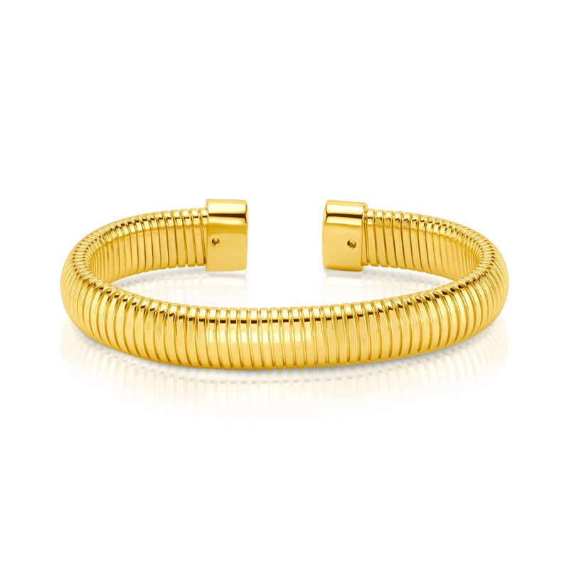 RIBBED CUFF BRACELET, GOLD BR