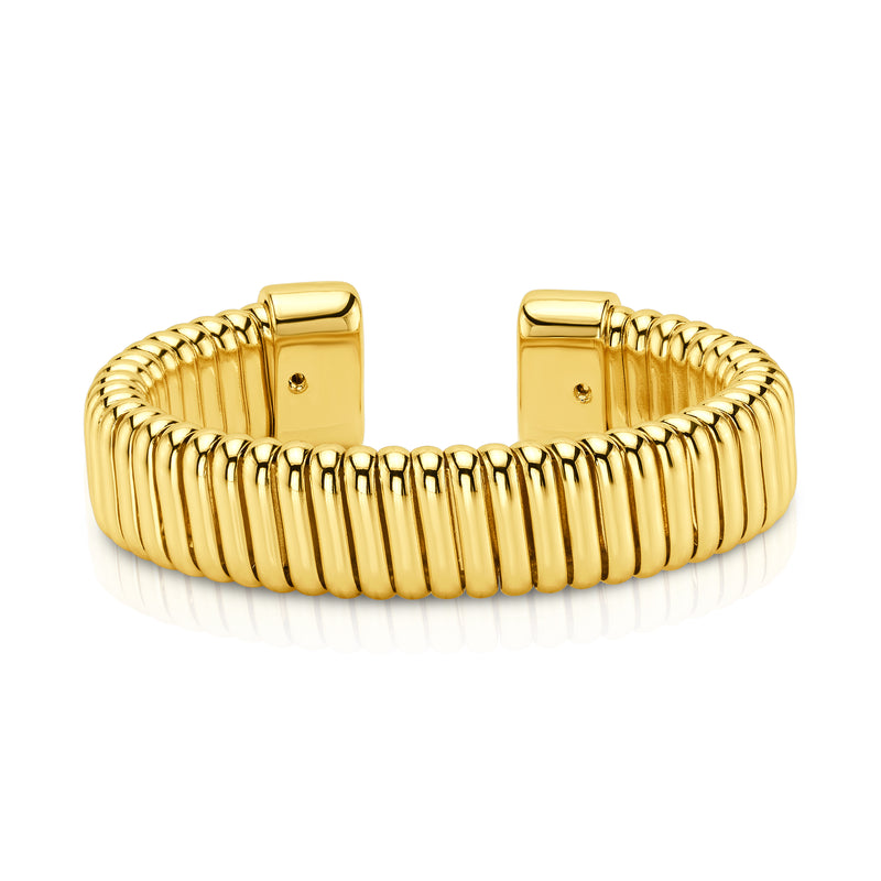 CHUNKY RIBBED CUFF BRACELET, GOLD BR