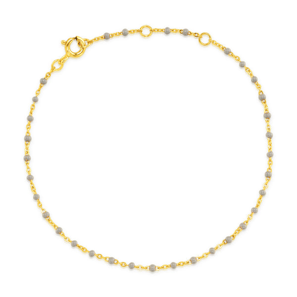 GREY ENAMEL BEAD SATELITE BRACELET, GOLD BR