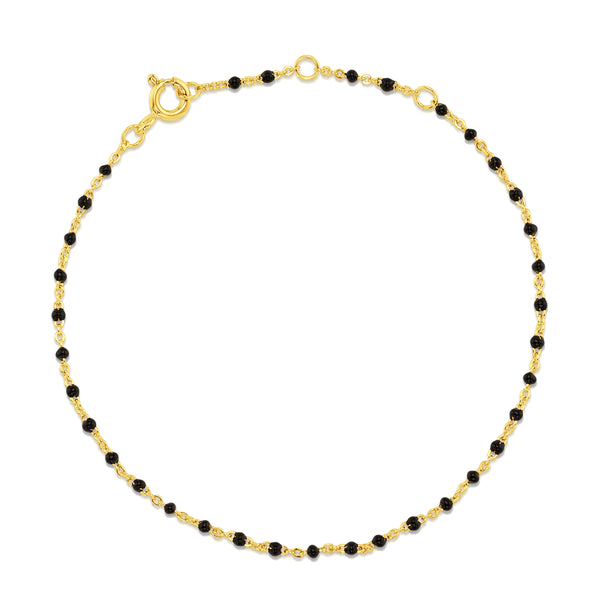 ONYX ENAMEL BEAD SATELITE BRACELET, GOLD BR