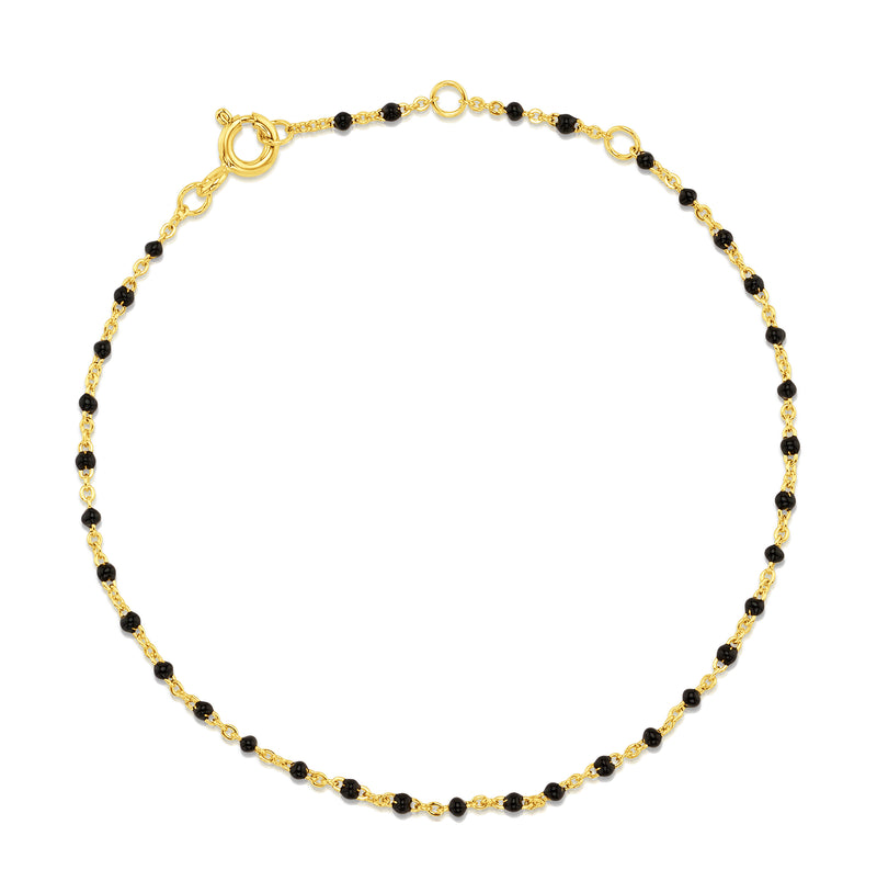 ONYX ENAMEL BEAD SATELITE BRACELET, GOLD BR
