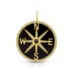 DIVINE DIRECTION BLACK ONYX PENDANT, DIAMOND, 14kt GOLD