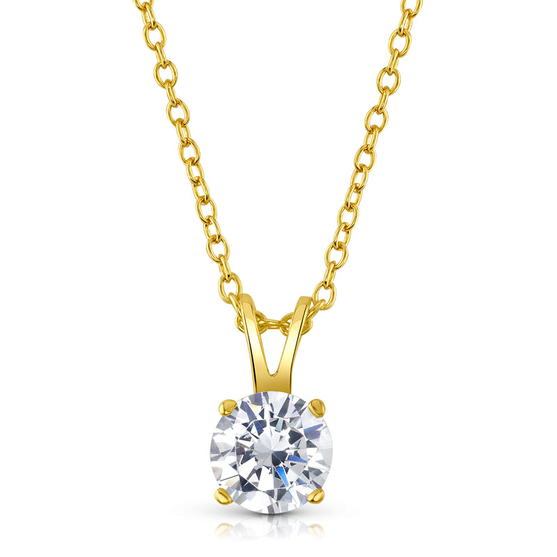 ROUND SOLITAIRE NECKLACE, GOLD
