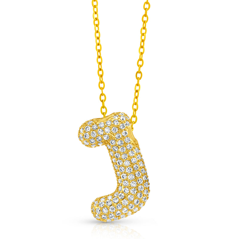 LARGE CZ BUBBLE INITIAL NECKLACE, GOLD