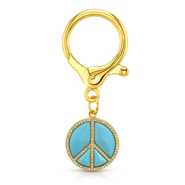 PEACE SIGN BAG CHARM, GOLD TURQUOISE – JEN HANSEN