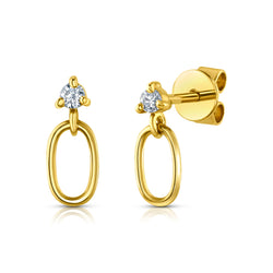 OVAL DROP DIAMOND EARRINGS, 14KT GOLD