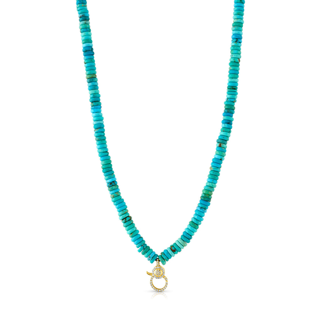 TURQUOISE FRONT CLASP BEADED NECKLACE 16