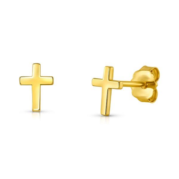 SOLID CROSS STUDS, GOLD