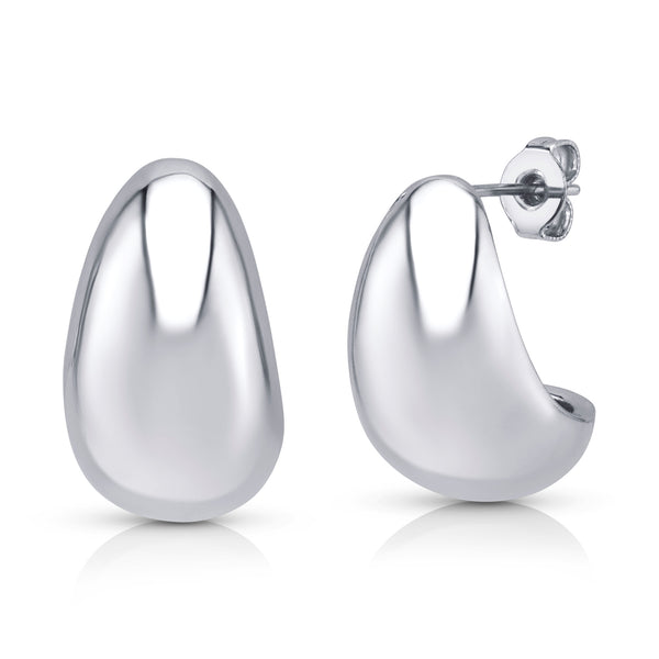 PUFF TEARDROP EARRINGS, SILVER BR – JEN HANSEN