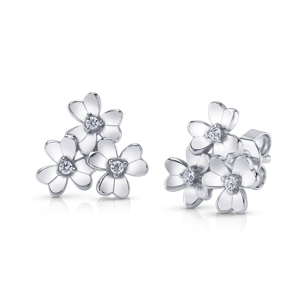CLOVER CLUSTER STUDS, SILVER