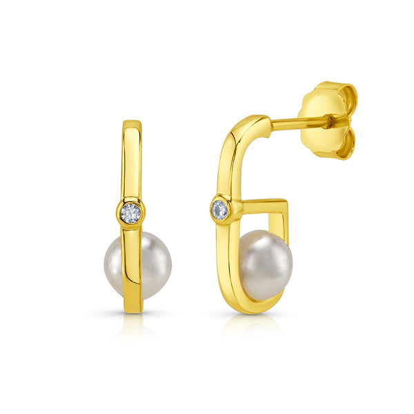 PEARL EMBRACE STUDS, GOLD