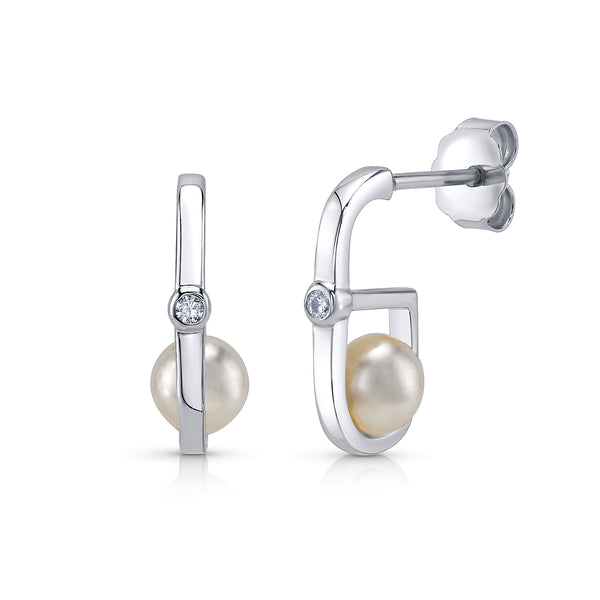 PEARL EMBRACE STUDS, SILVER