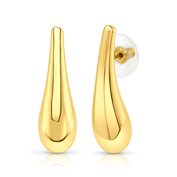 ELONGATED TEARDROP EARRING, GOLD