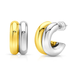 DOUBLE ROW HOOP EARRING, GOLD/SILVER