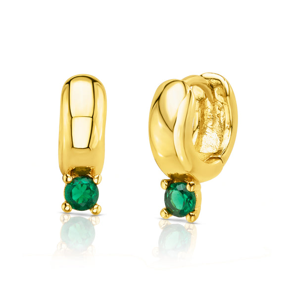 GREEN FOUNDATION HUGGIE EARRING, GOLD BR