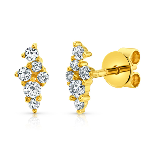 SMALL STACKED DIAMOND STUDS, 14kt GOLD